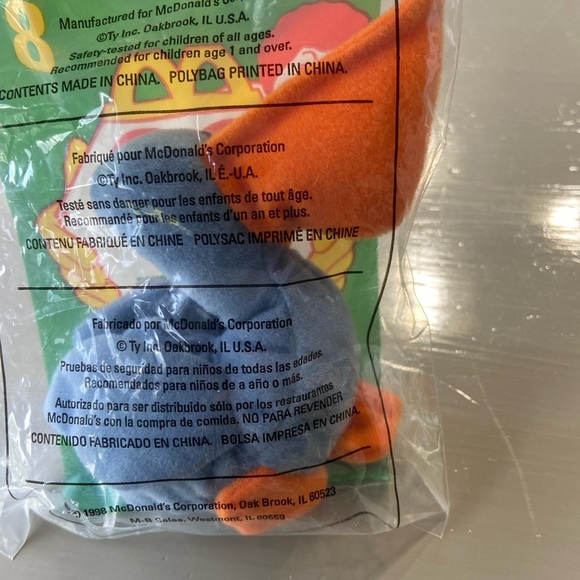 1998 Ty Teenie Beanie Baby #8 Scoop McDonalds Toy error OakBrook Tag 1993 - Picture 1 of 6